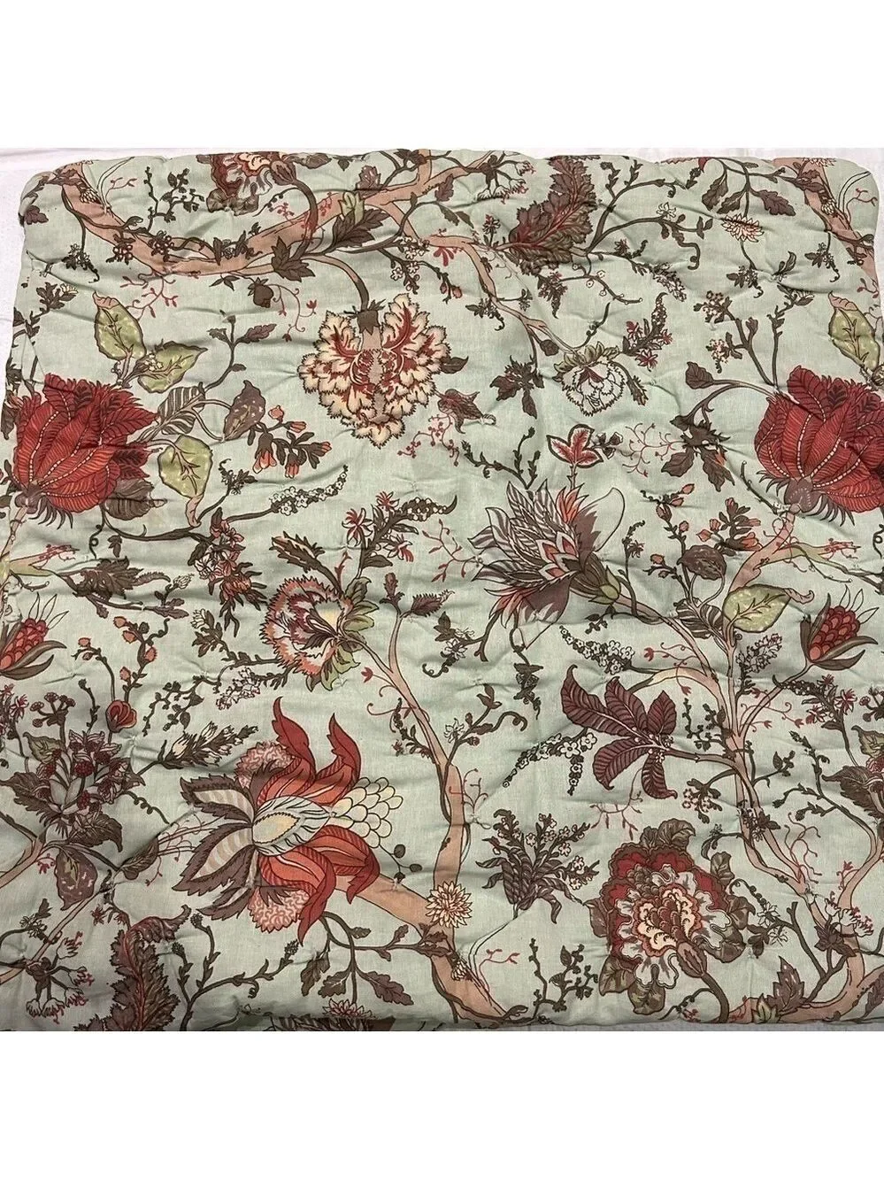 Rachel Zoe Pillow Sham Set of 2 Botanical Cotton Linen Blend Quilted Green 26x27